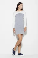 Sukienki - Dwukolorowa sukienka bawełniana na co dzień - szara - rozmiar XL - miniaturka - grafika 1