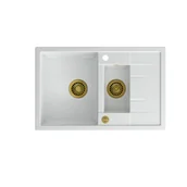 Zlewozmywaki - QUADRON MORGAN 156 biały metalik + odpływ złoty PVD (HB8224U1-G1) HB8224U1-G1 - miniaturka - grafika 1