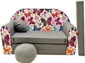 Fotele i pufy dla dzieci - Sofa dziecięca kanapa wersalka rozkładana 160cm + podnóżek i poduszka - A33 - miniaturka - grafika 1