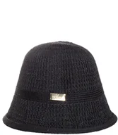 Czapki damskie - Kapelusz słomkowy pleciony BUCKET HAT z ozdobną blaszką - miniaturka - grafika 1