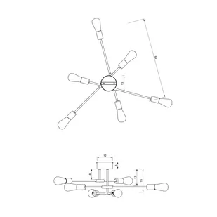Luminex Flame 3910 lampa wisząca zwis 6x60W E27 czarna/chromowana - Lampy sufitowe - miniaturka - grafika 3