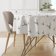 Obrusy i serwetki - Obrus okrągły XMAS wzór XM59 | Jelenie na białym tle średnica 110 cm - miniaturka - grafika 1