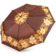 Parasole - Parasol Składany Automatyczny XL Parasolka Damska Pokrowiec Kwiaty Brązowa - miniaturka - grafika 1