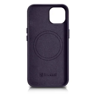 iCarer Case Leather pokrowiec etui z naturalnej skóry do iPhone 14 Plus ciemnofioletowy (kompatybilne z MagSafe) - Etui i futerały do telefonów - miniaturka - grafika 3