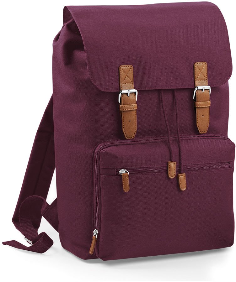BagBase BG613 Vintage Laptop Backpack / Rucksack 30 x 46 x 17 cm - Kolor: Bordowy - Rozmiar: 30 x 46 x 17 cm