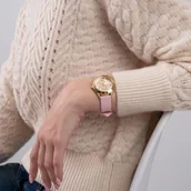 Zegarki damskie - Guess Pearl zegarek damski złoty różowy z perłami GW0381L2 - miniaturka - grafika 1