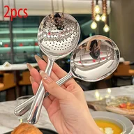 Inne - TEMU 2 sztuki łyżek do zupy ze stali nierdzewnej, trwały, pogrubiony design, elegancki krótki uchwyt, ze zintegrowanym sitkiem, do użytku domowego i - miniaturka - grafika 1
