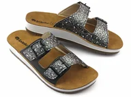 Klapki i japonki damskie - Klapki damskie ze wzorzystymi paskami - INBLU CP-10, czarne - Inblu - miniaturka - grafika 1