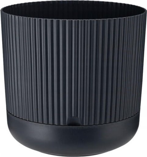 Galicja Doniczka dekoracyjna plastikowa z podstawką antracyt Nostalgia 15x16 cm