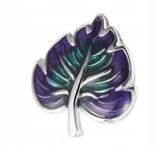 Charms Srebrny Kolorowy Listek Niebieski Liść Leaf Roślina SREBRO 925