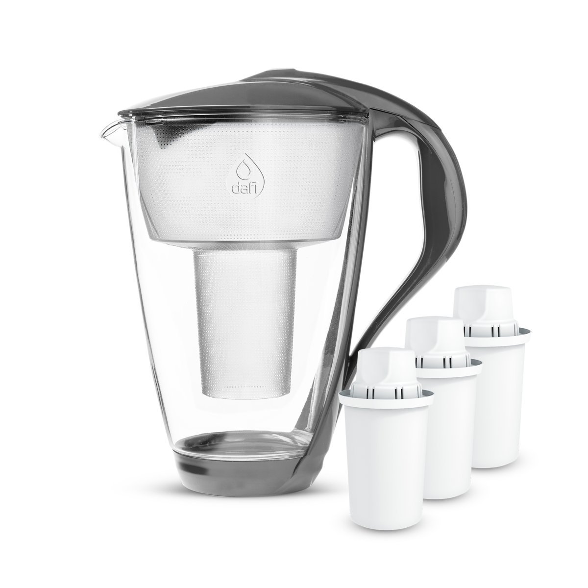 Szklany Dzbanek Filtrujący Dafi CRYSTAL LED 2 l Grafitowy + 3 Filtry Classic