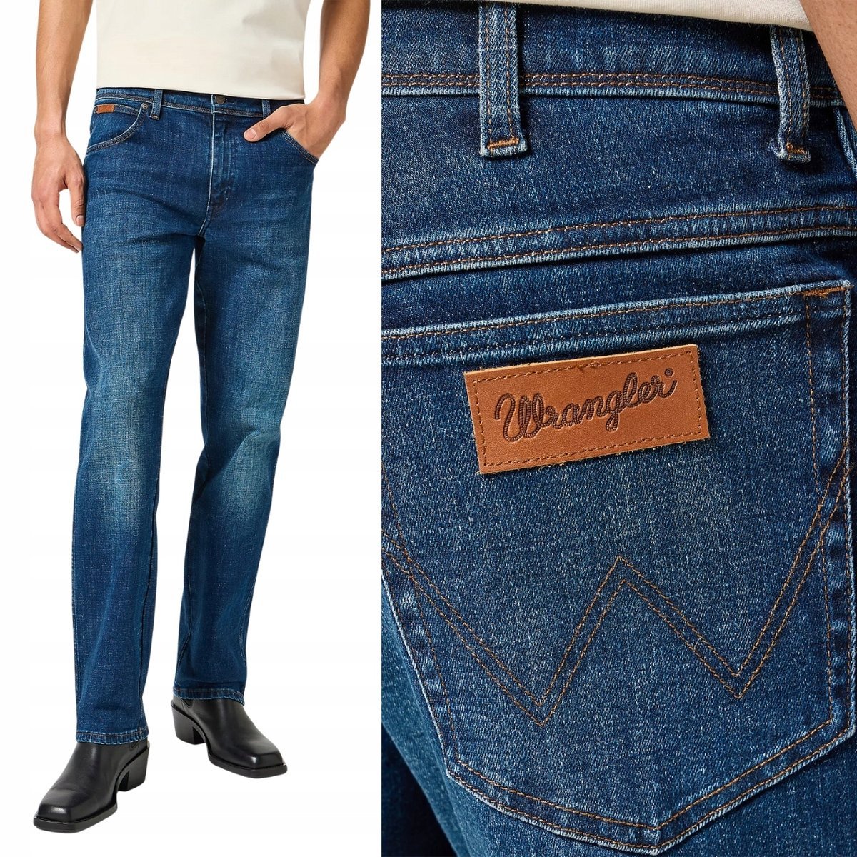 Wrangler TEXAS Azure Fade klasyczne ciepłe proste spodnie jeansowe W30 L32