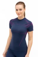 Koszulki sportowe damskie - Koszulka termoaktywna damska Brubeck Dry SS13690 jeansowy/fioletowy - miniaturka - grafika 1