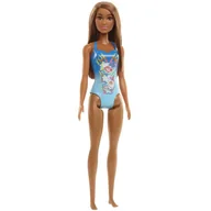 Lalki dla dziewczynek - Mattel, Lalka Barbie Plażowa w niebieskim kostiumie - miniaturka - grafika 1