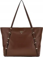 Torby i wózki na zakupy - GUESS BRĄZOWA SHOPPER TOREBKA Z EFEKTEM SKÓRY I SREBRNYMI OKUCIAMI GNA - miniaturka - grafika 1