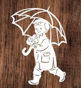 Zabawki kreatywne - Chłopiec pod parasolem - wycinanka z kartonu - miniaturka - grafika 1