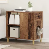 Legowiska dla kotów - vidaXL Koty Dom Stare drewno 72 x 42.5 x 70 cm Materiał z drewna pochodnego - miniaturka - grafika 1