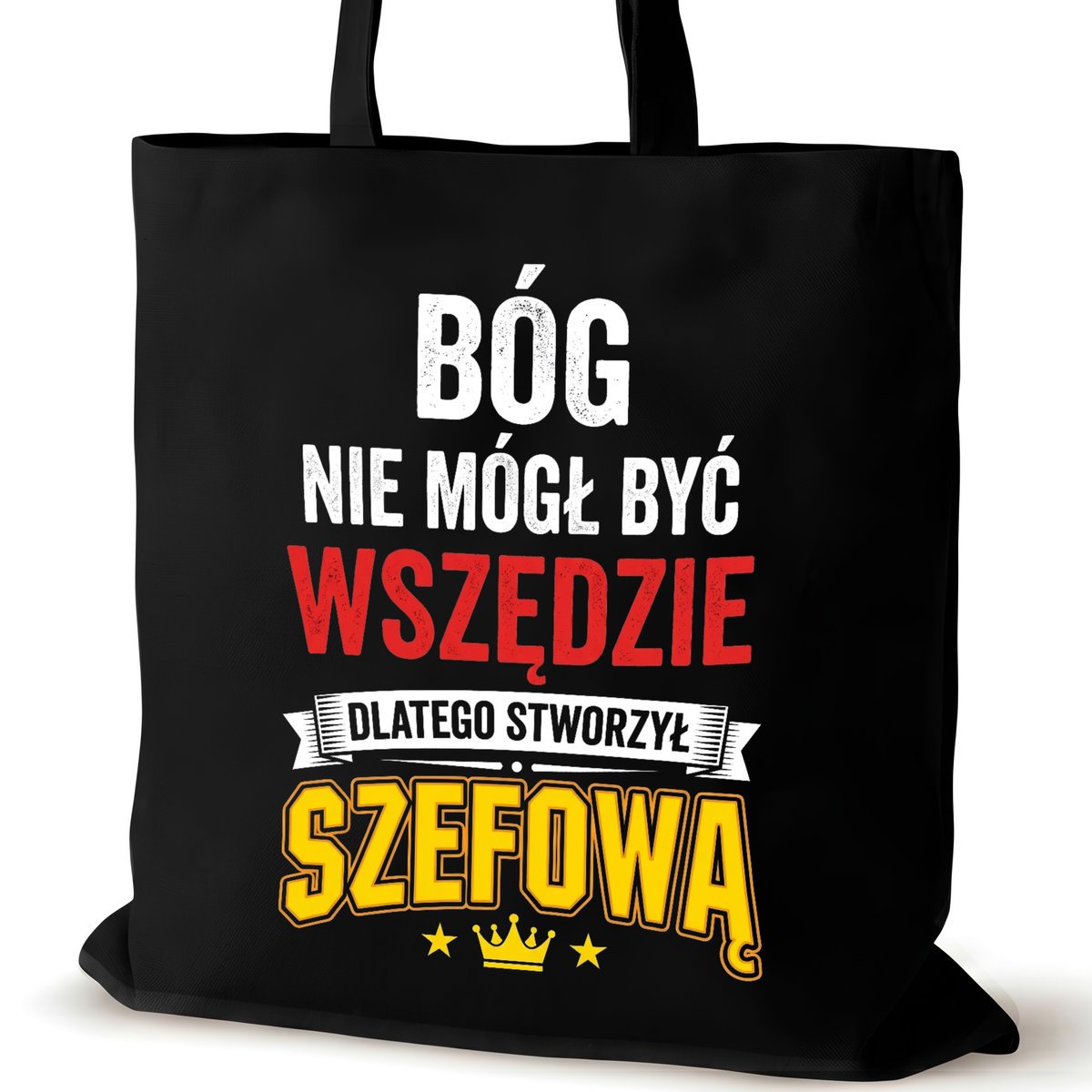Torba bawełniana dla szefowej na ramię czarna duża prezent biura wszędzie