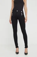 Spodnie damskie - Morgan spodnie damskie kolor czarny dopasowane medium waist - miniaturka - grafika 1