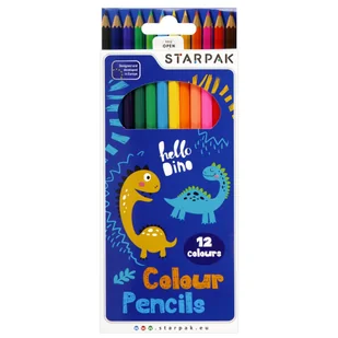 Kredki ołówkowe 12 kolorów Dino  STARPAK 512000 - Przybory szkolne - miniaturka - grafika 1