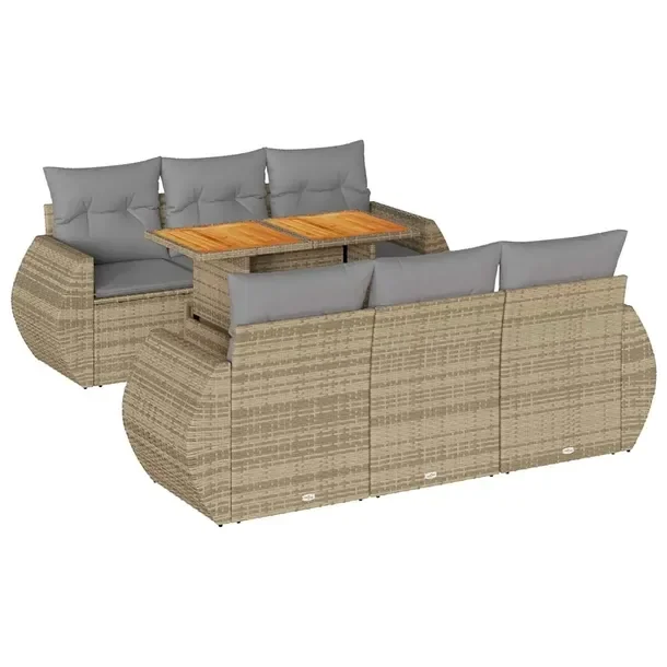 Zestaw mebli ogrodowych z rattanem PE, beżowy, 71 x 62 x 69 cm, 55 x 55 cm