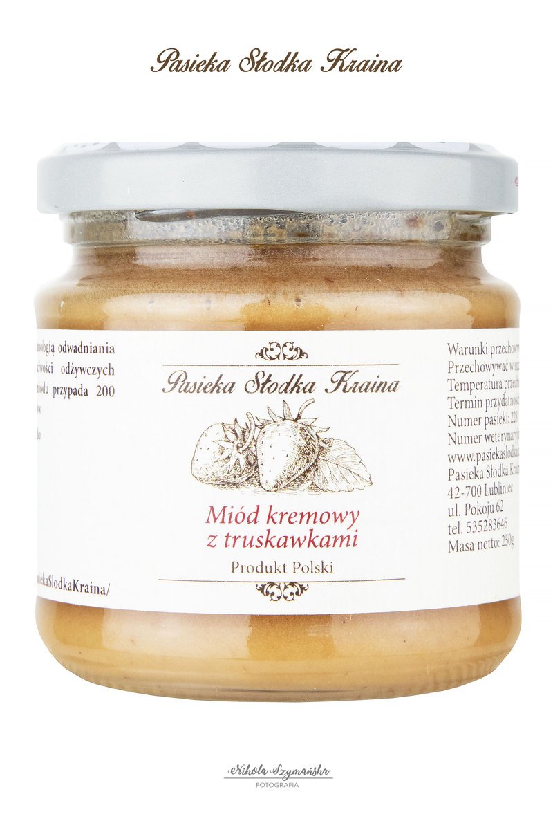Miód kremowany z truskawką Pasieka Słodka Kraina 250g