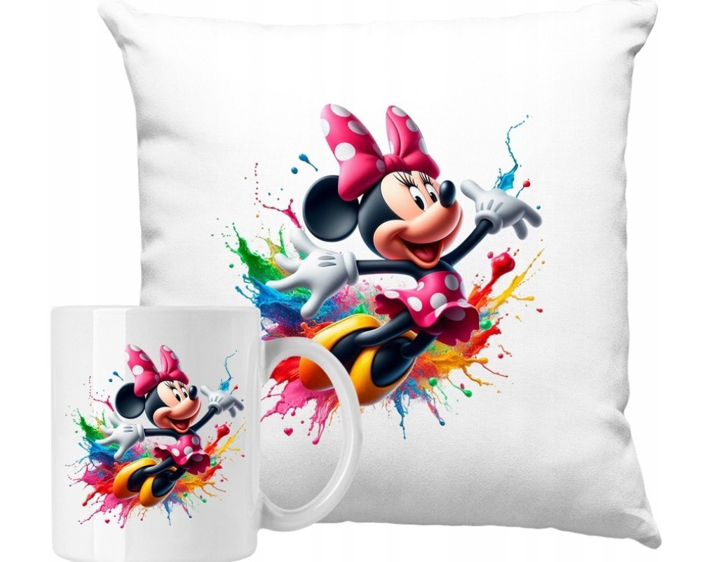 ZESTAW PODUSZKA + KUBEK Myszka Mini Mouse Pomysł Na Pomysł +IMIĘ