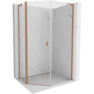 Kabiny prysznicowe - Mexen Mist L kabina prysznicowa pięciokątna asymetryczna uchylna 80x100 cm, transparent, miedź szczotkowana - 8A8L-080-100-65-00 - miniaturka - grafika 1
