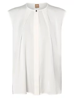 Koszule damskie - BOSS - Bluzka damska z mieszanki jedwabiu  Bielli, biały - grafika 1