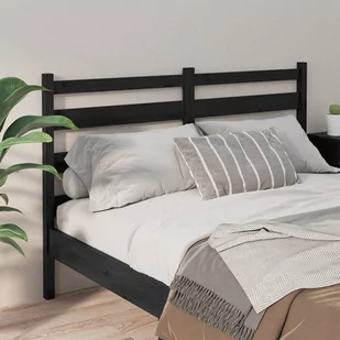 Lumarko Wezgłowie łóżka, czarne, 146x4x100 cm, lite drewno sosnowe - Inne meble do sypialni - miniaturka - grafika 4