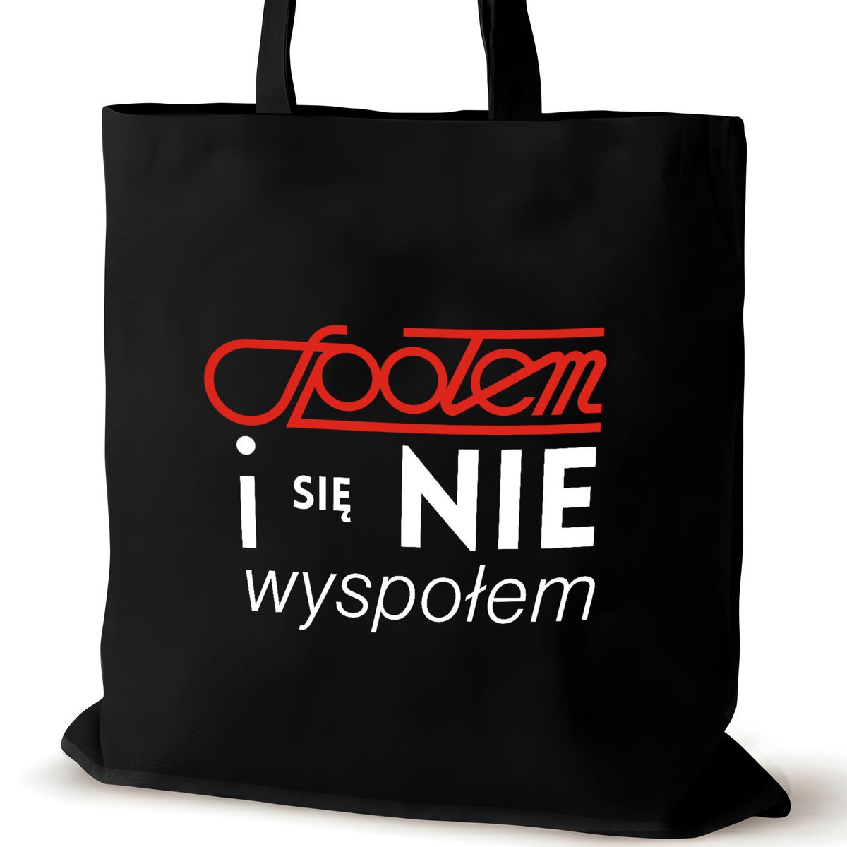 Torba bawełniana VIRAL czarna na ramię z napisem zakupy biura społem