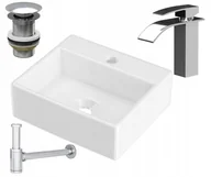 Umywalki - Umywalka Nablatowa Prostokątna Bateria Syfon Klik - miniaturka - grafika 1