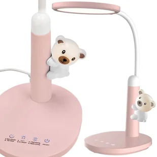 Lampka na biurko dla dzieci, szkolna, różowa z misiem - Lampy stojące - miniaturka - grafika 1