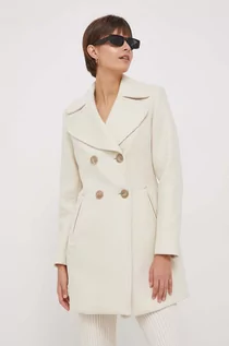 Płaszcze damskie - Sisley płaszcz z domieszką wełny kolor beżowy przejściowy - grafika 1