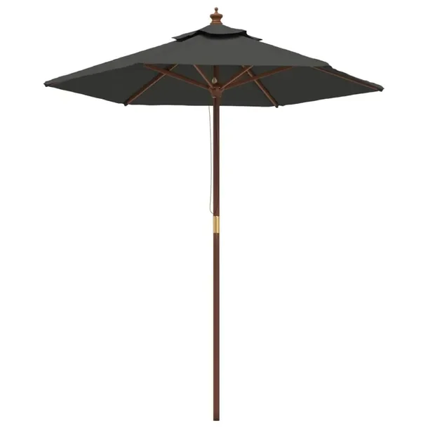 Parasol ogrodowy antracytowy 196 x 231 cm, drewno teak, poliester