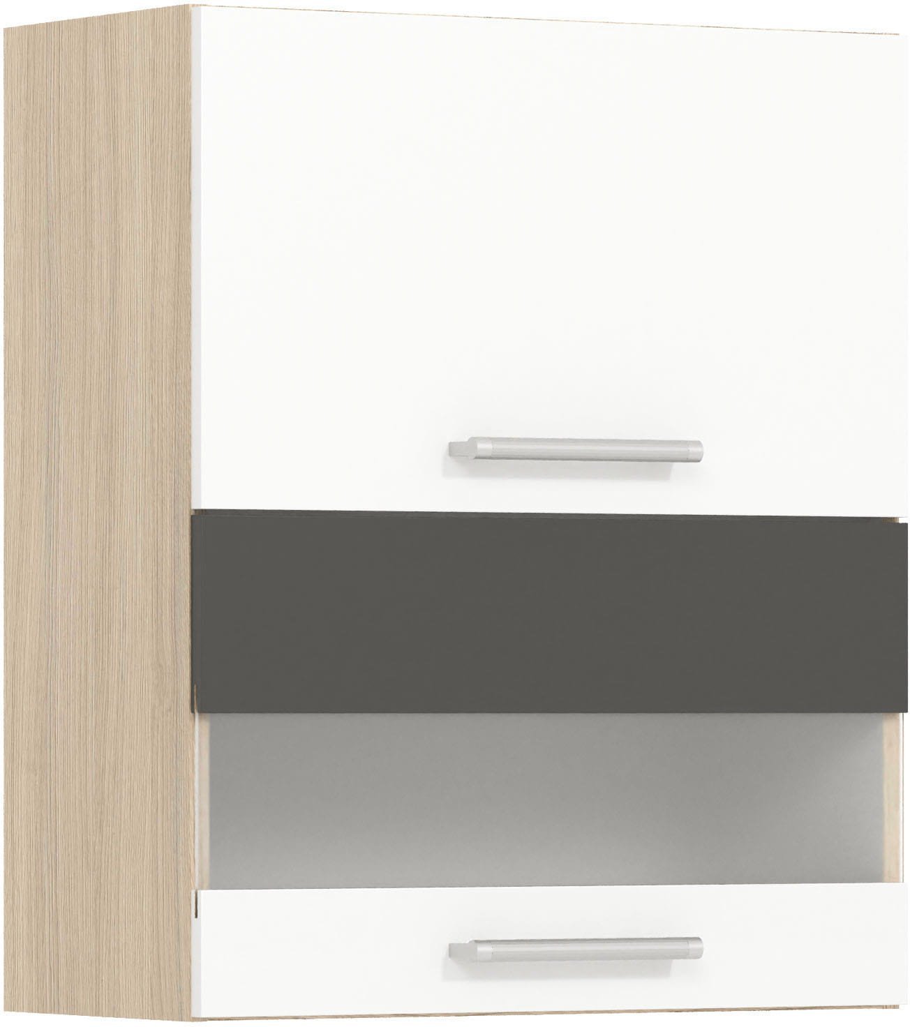 Szafka górna witryna kuchenna wisząca uchylna MODENA MD8/G60W biały połysk / grafit