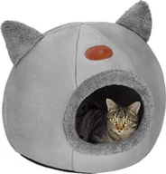 Legowiska dla kotów - Springos Legowisko dla kota z poduszką 37x31x36 cm domek dla kota, posłanie szare UNIWERSALNY - miniaturka - grafika 1