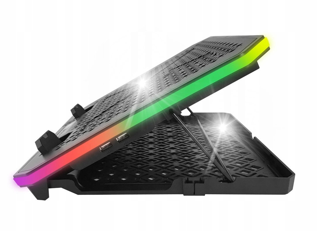 PODSTAWKA PODKŁADKA CHŁODZĄCA STOJAK POD LAPTOPA LED RGB DLA GRACZY