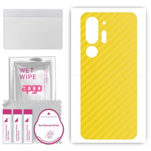 folia naklejka skórka strukturalna na TYŁ do HTC U24 Pro - Carbon Żółty - apgo SKINS