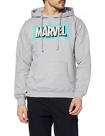 Bluzy męskie - MARVEL Męska bluza z kapturem z logo retro, wrzos szary, XL - miniaturka - grafika 1