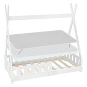 Łóżka - Łóżko dziecięce Tipi 70x140 cm białe z drewna sosnowego z materacem i ochraniaczem na materac ML-Design - miniaturka - grafika 1