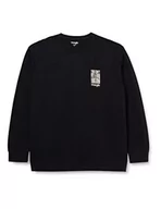 Bluzy męskie - Wrangler Bluza męska Graphic Crew, czarna, XL - miniaturka - grafika 1