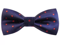 Krawaty i muchy męskie - Granatowa mucha w czerwone kropki C9 - miniaturka - grafika 1