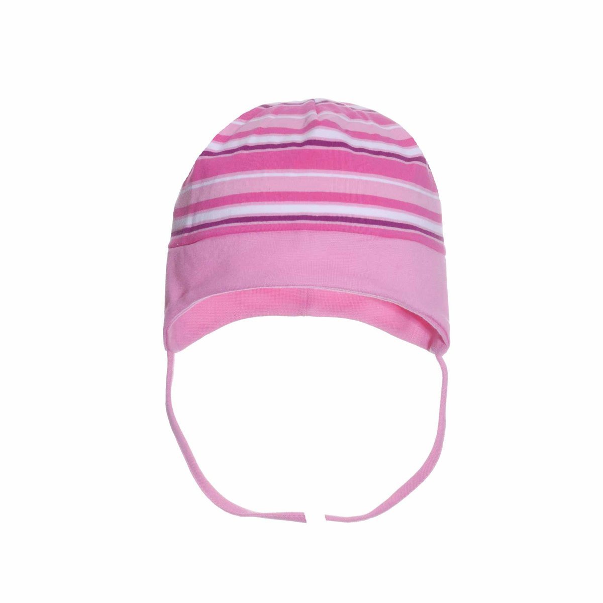 Niemowlęca czapka bawełniana w paski różowa Ambra r.46/48