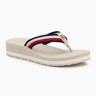 Klapki i japonki damskie - Japonki damskie Tommy Hilfiger Corp Mid Wedge Beach Sandal muslin - miniaturka - grafika 1