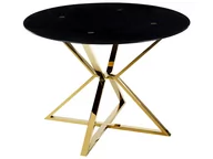 Stoły - Stół do jadalni szklany okrągły ⌀ 105 cm czarny ze złotym BOSCO - miniaturka - grafika 1