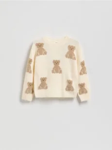 Reserved - Sweter z misiem - złamana biel - Spodnie i spodenki dla dziewczynek - miniaturka - grafika 1