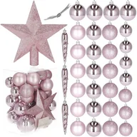 Bombki - Bombki choinkowe 33 szt. zawieszki na choinkę ozdoby świąteczne z gwiazdą różowy - miniaturka - grafika 1