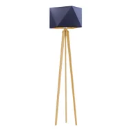Lampy stojące - Drewniana lampa podłogowa trójnóg z abażurem BOMBAJ GOLD - miniaturka - grafika 1