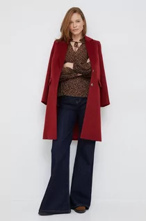 Płaszcze damskie - Pepe Jeans płaszcz wełniany kolor czerwony przejściowy - grafika 1